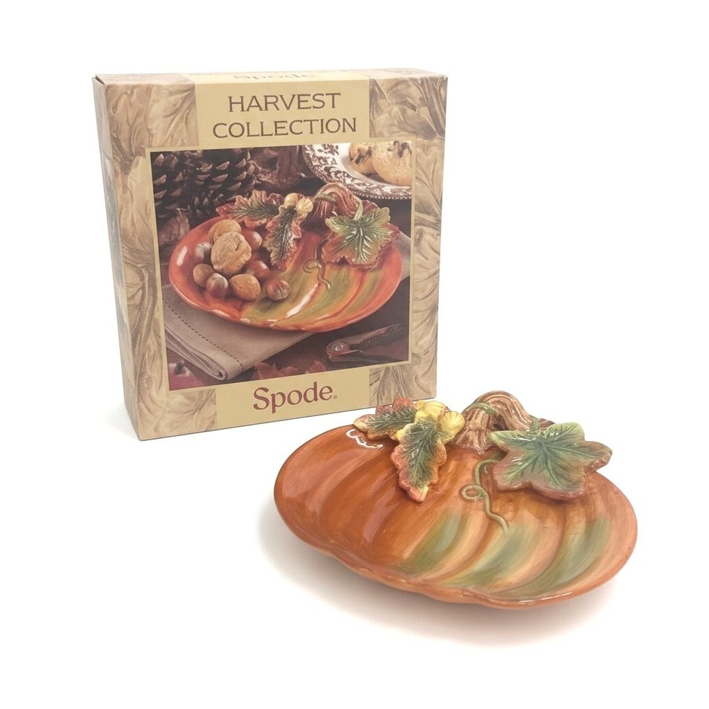 Spode Harvest Collection Pumpkin Tidbit Plate Hand Painted Ceramic 8 Inch